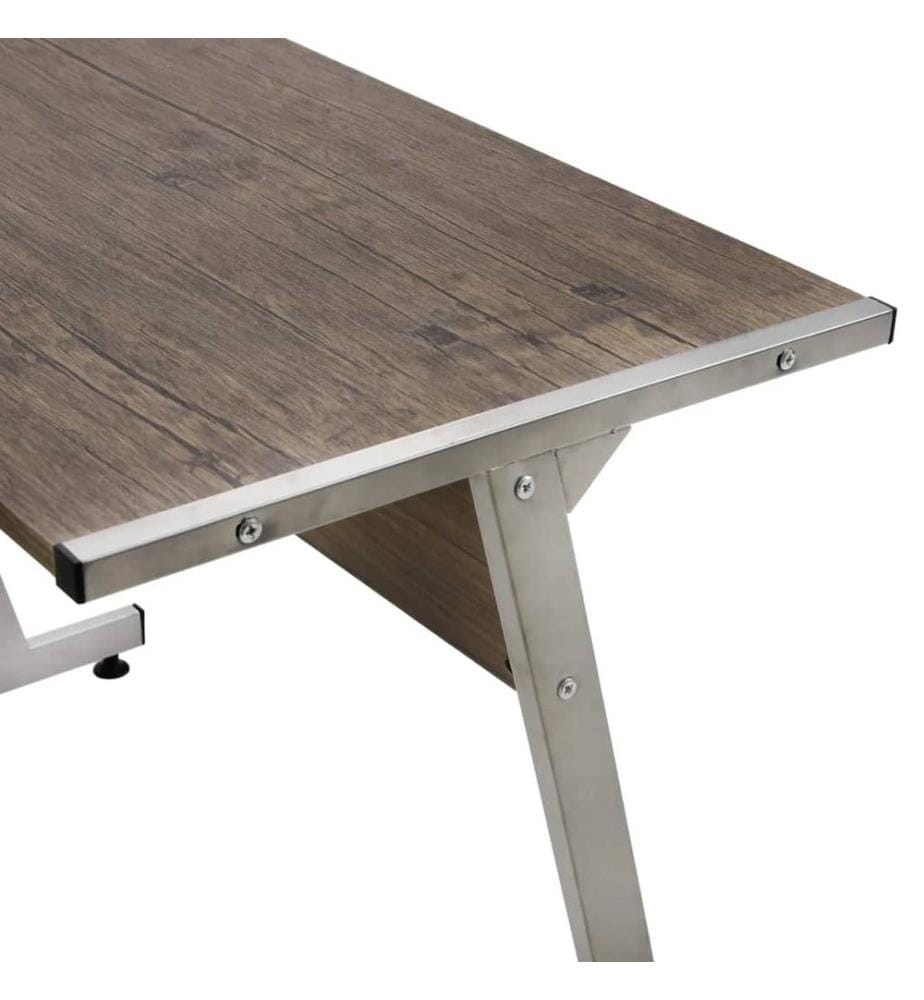 Bureau d'angle marron bois d'ingénierie