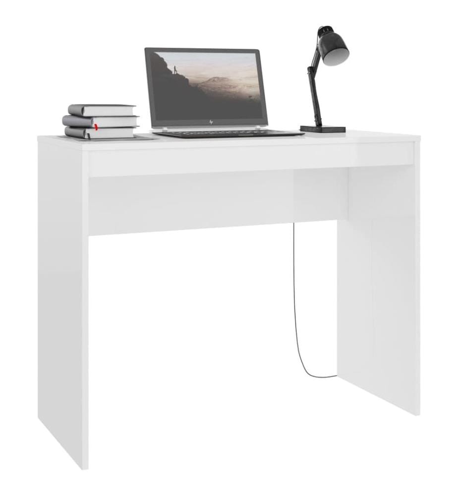 Bureau Blanc brillant 90x40x72 cm Bois d'ingénierie
