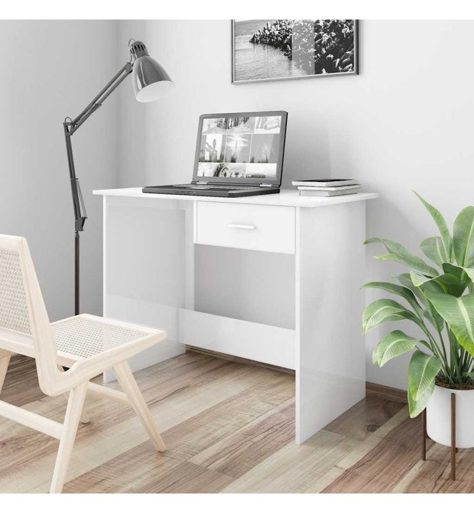 Bureau Blanc brillant 100x50x76 cm Bois d'ingénierie