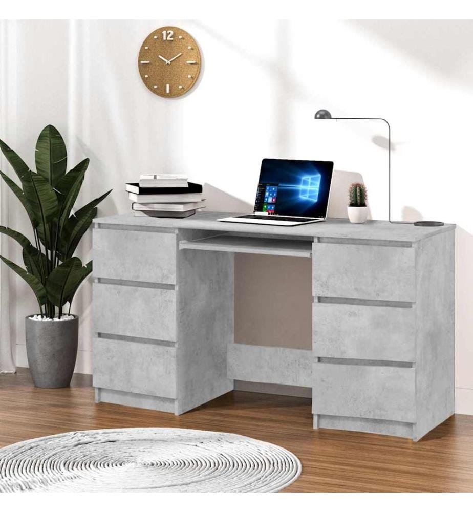 Bureau Gris béton 140x50x77 cm Bois d'ingénierie
