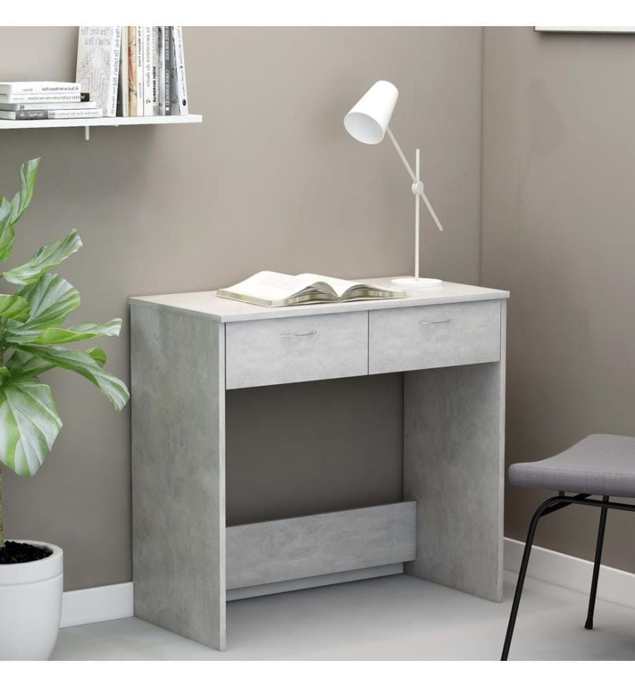 Bureau Gris béton 80x40x75 cm Bois d'ingénierie