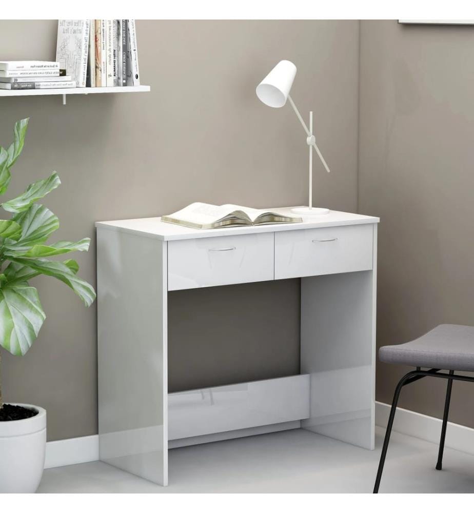 Bureau Blanc brillant 80x40x75 cm Aggloméré
