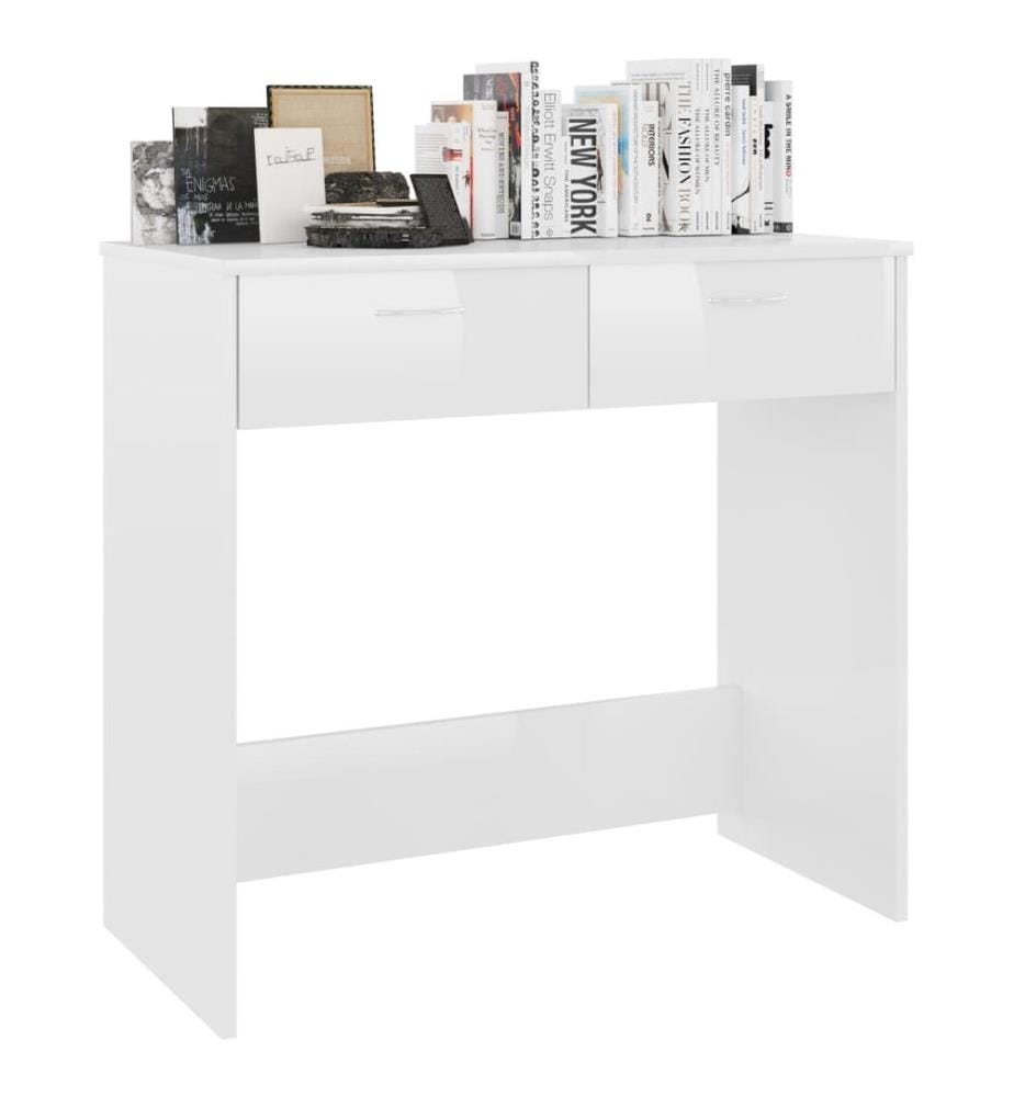 Bureau Blanc brillant 80x40x75 cm Aggloméré