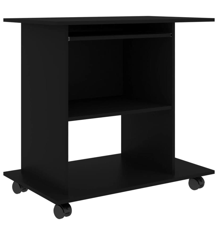 Bureau d'ordinateur Noir 80x50x75 cm Bois d'ingénierie