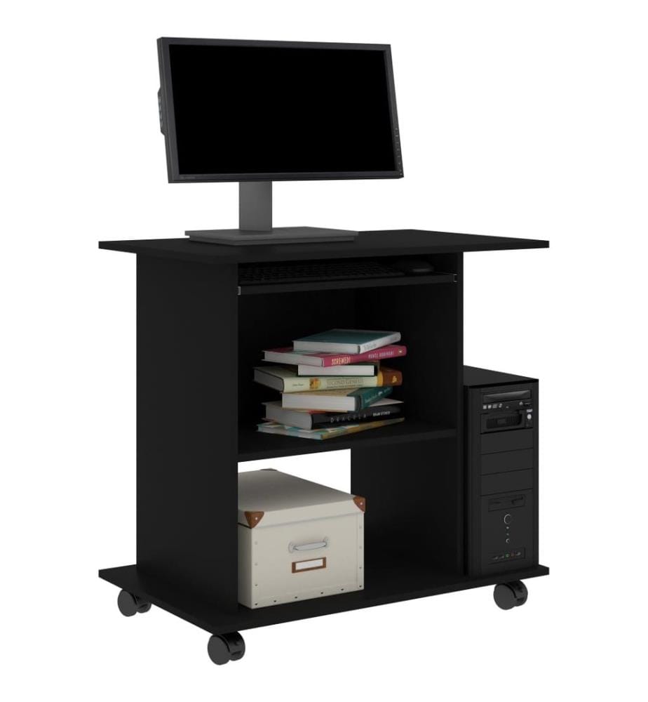 Bureau d'ordinateur Noir 80x50x75 cm Bois d'ingénierie