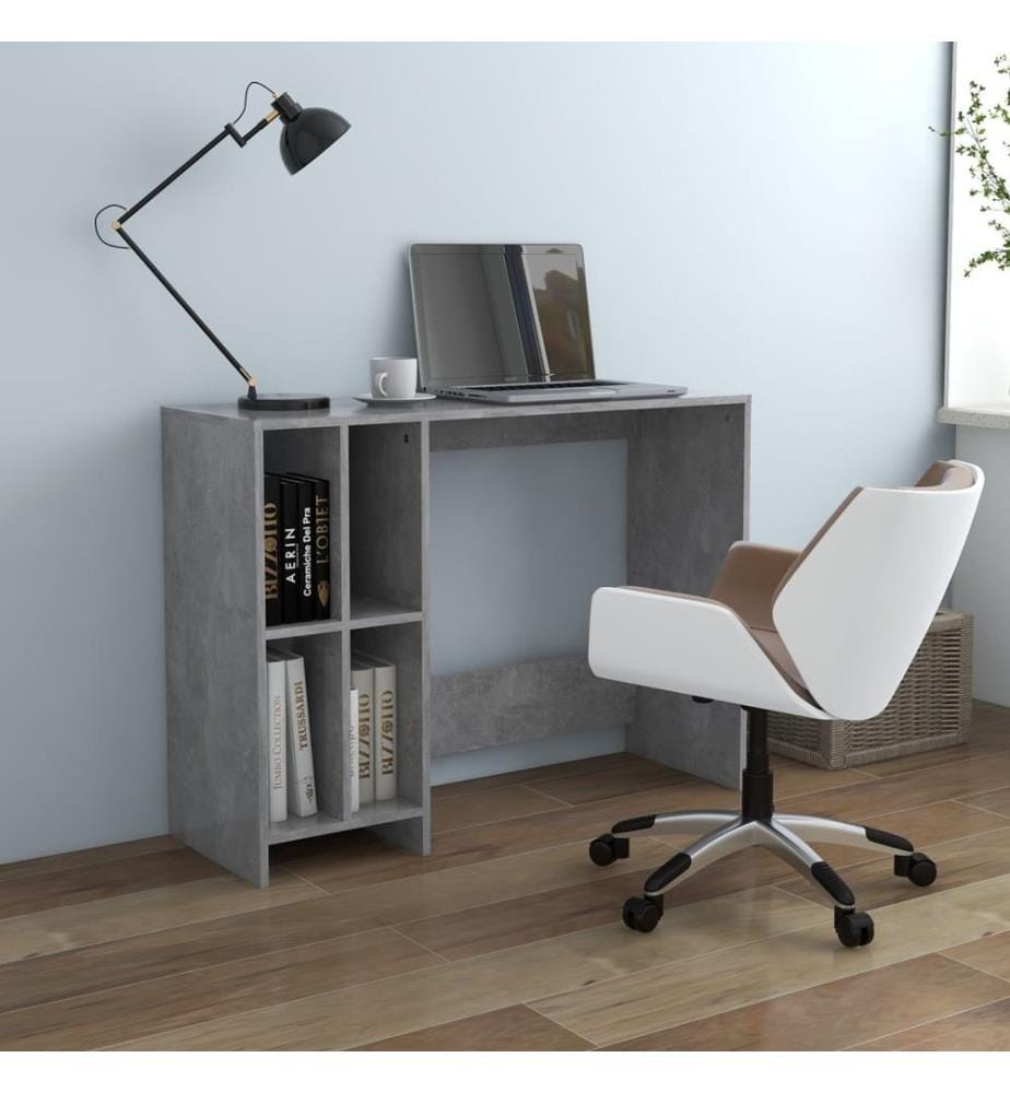 Bureau d'ordinateur portable gris béton bois d'ingénierie