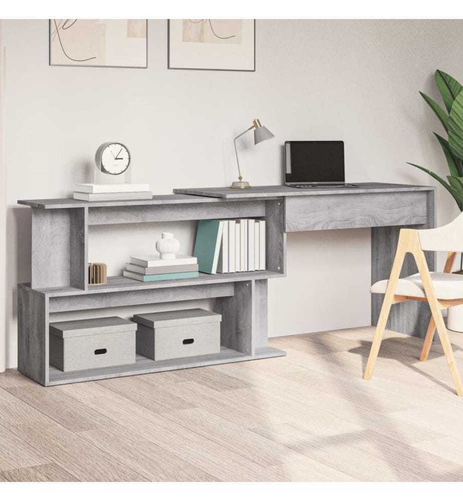 Bureau d'angle Sonoma gris 200x50x76 cm Bois d'ingénierie