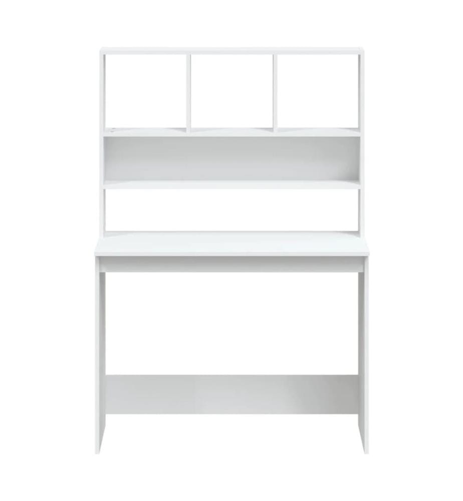 Bureau avec étagères Blanc 102x45x148 cm Bois d'ingénierie