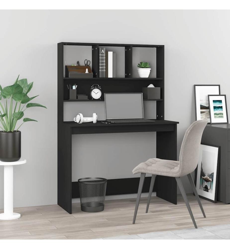 Bureau avec étagères Noir 102x45x148 cm Bois d'ingénierie