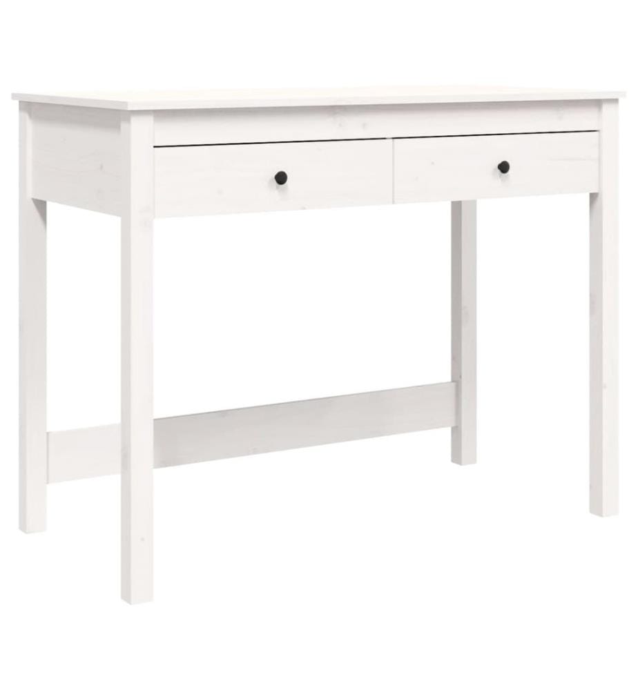 Bureau avec tiroirs Blanc 100x50x78 cm Bois massif de pin