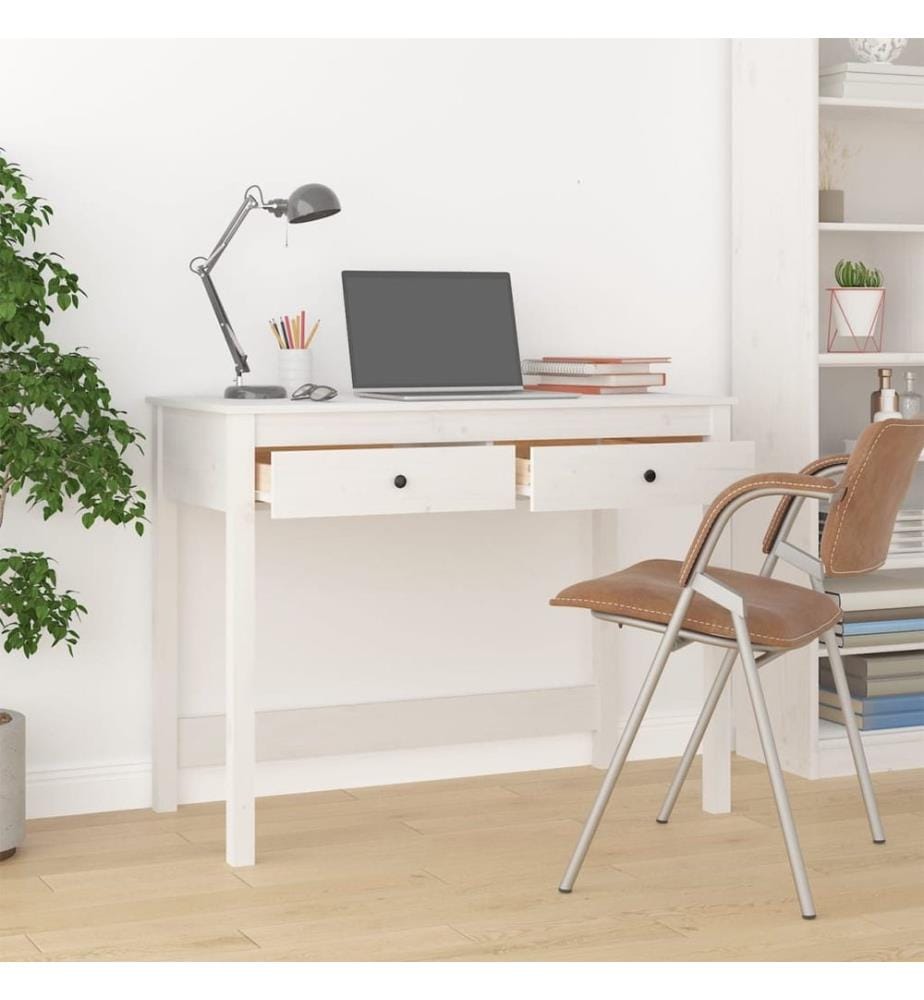 Bureau avec tiroirs Blanc 100x50x78 cm Bois massif de pin