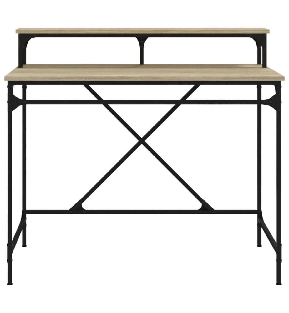 Bureau chêne sonoma 100x50x90 cm bois d'ingénierie et fer