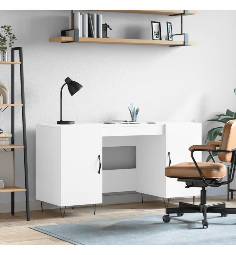 Bureau blanc 140x50x75 cm bois d'ingénierie