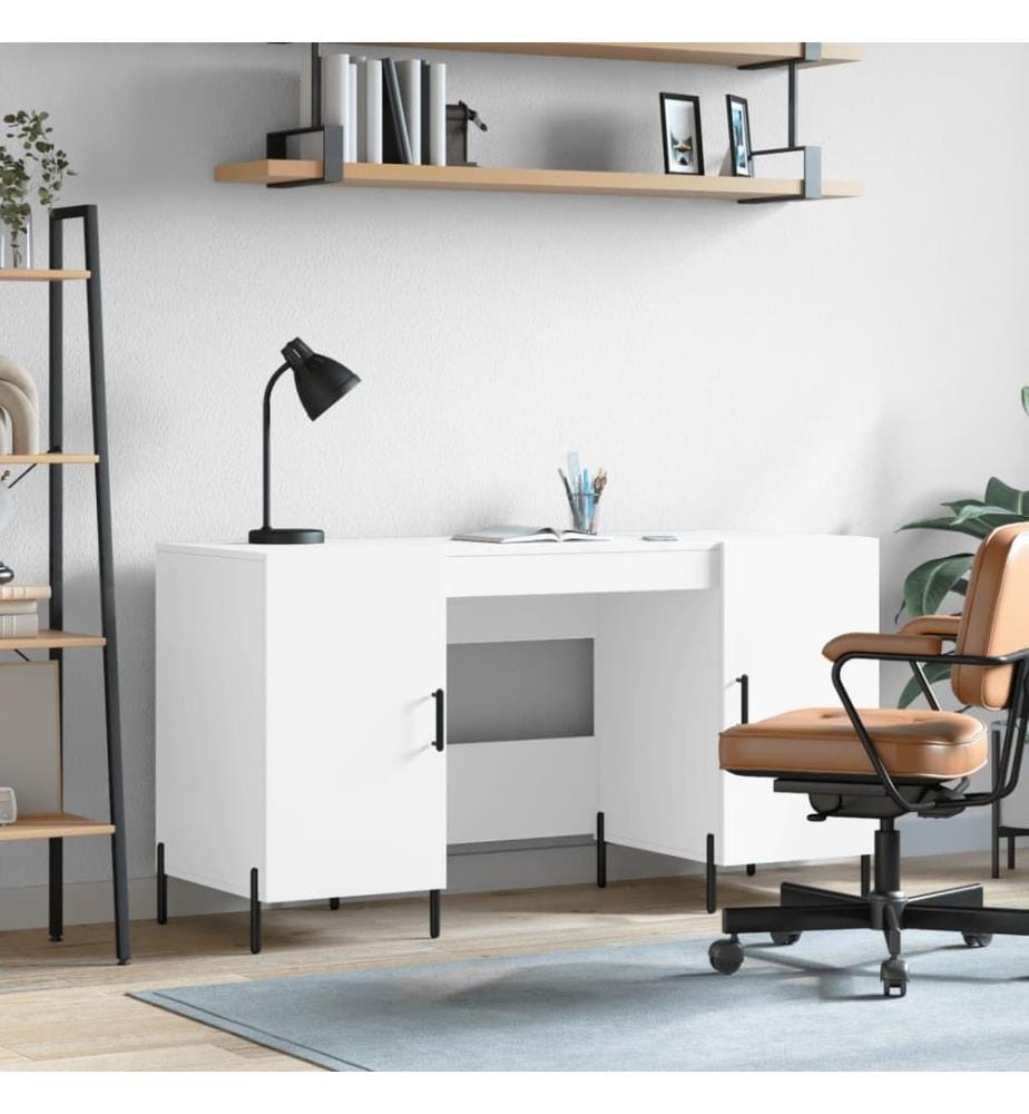 Bureau blanc 140x50x75 cm bois d'ingénierie