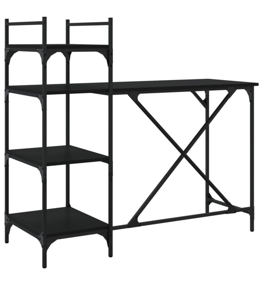 Computertisch mit Regal Schwarz 120x47x109 cm