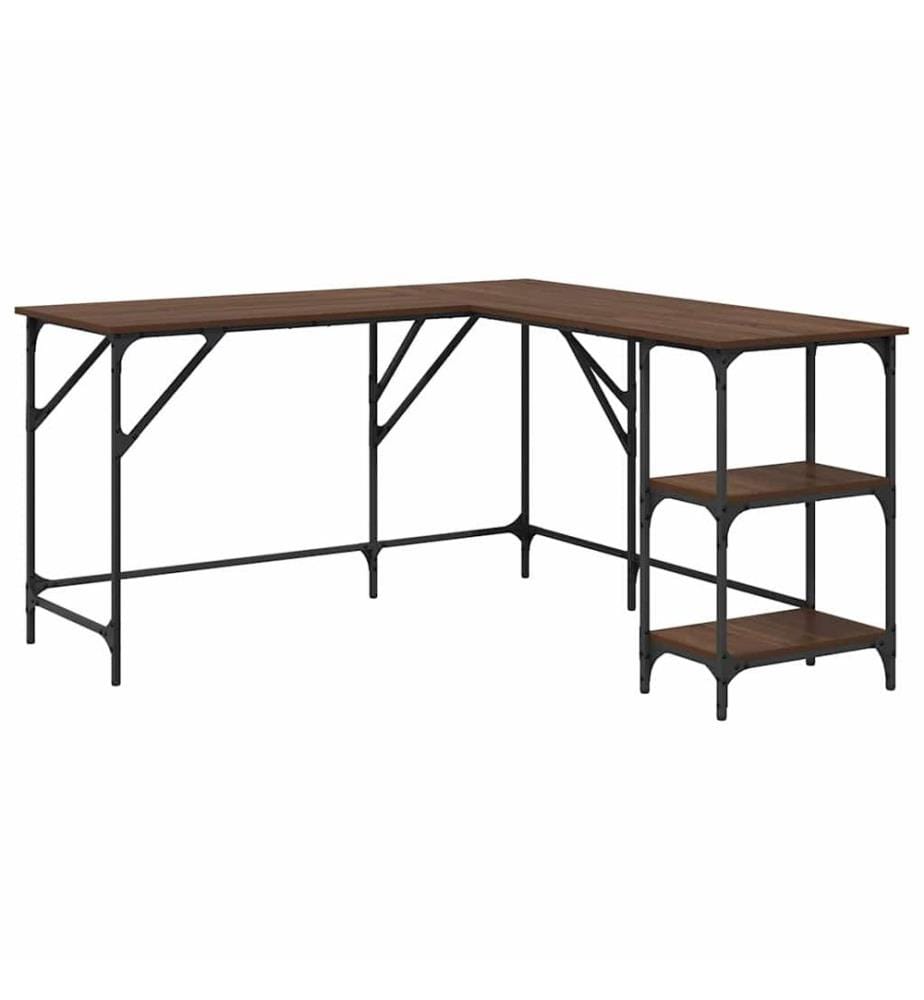 Bureau chêne marron 139x139x75 cm bois d'ingénierie