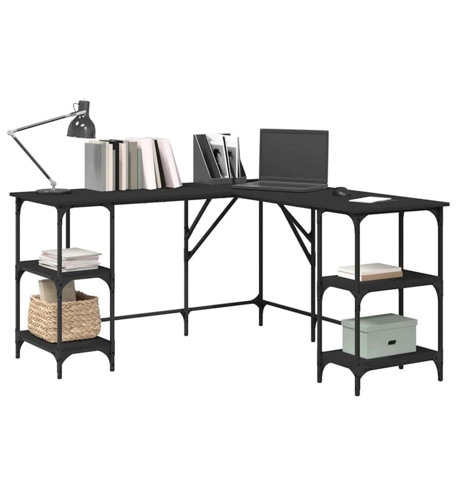 Bureau noir 139x139x75 cm bois d'ingénierie