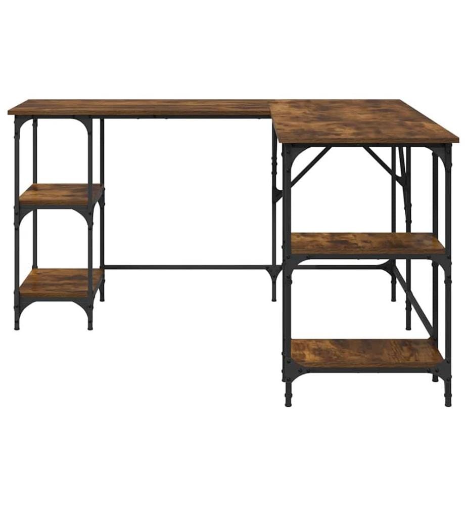 Bureau chêne fumé 139x139x75 cm bois d'ingénierie