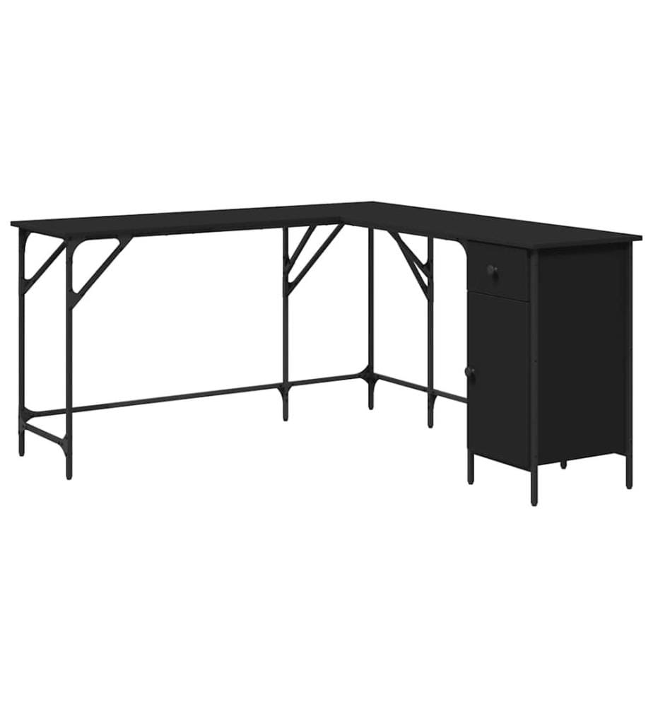 Bureau noir 141x141x75 cm bois d'ingénierie