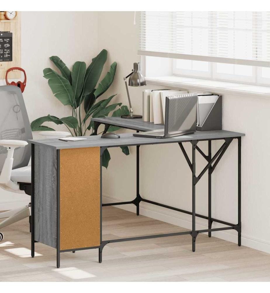 Bureau sonoma gris 141x141x75 cm bois d'ingénierie