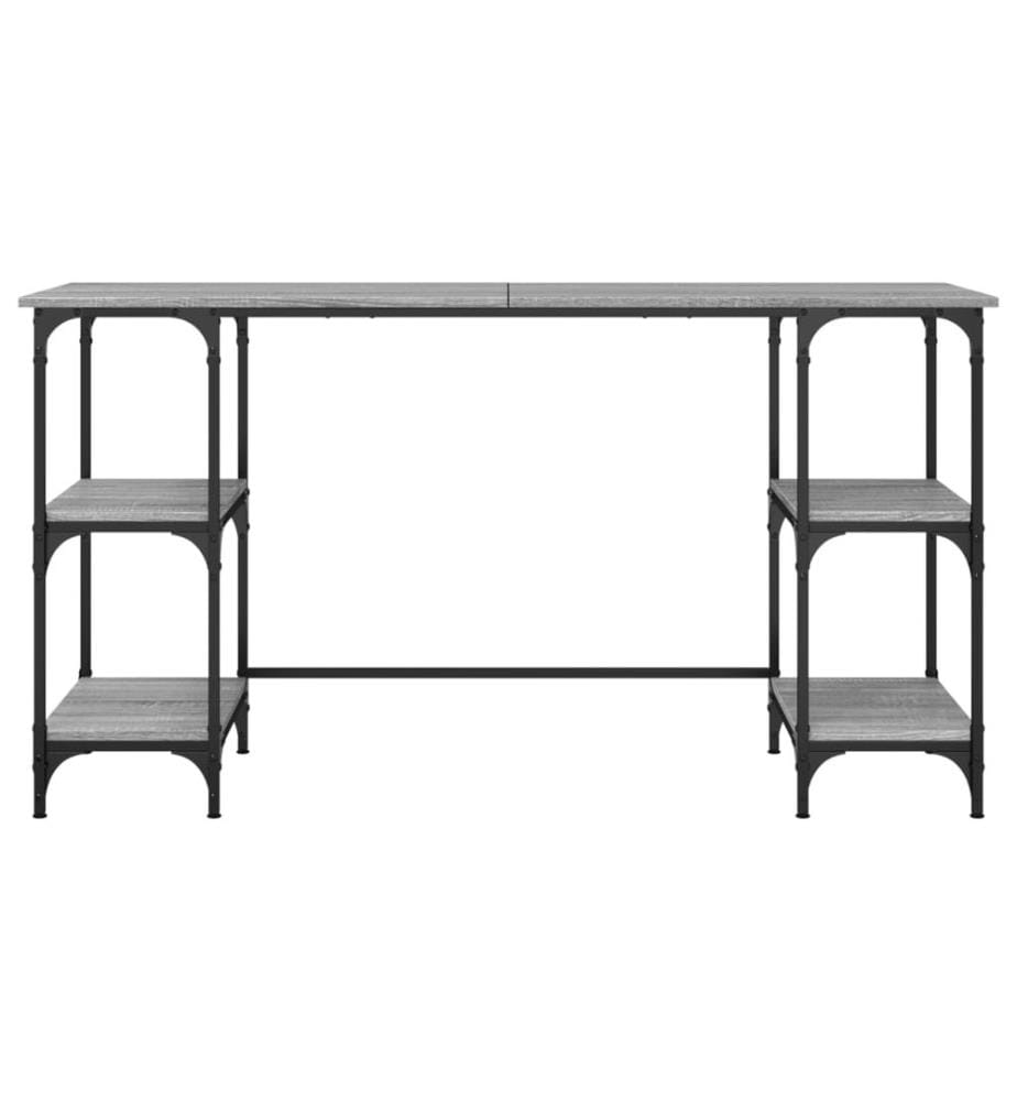 Bureau sonoma gris 140x50x75 cm métal et bois d'ingénierie