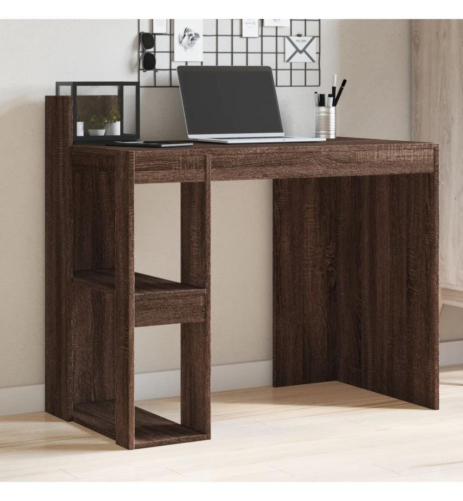 Bureau chêne marron 103,5x56,5x94 cm bois d'ingénierie