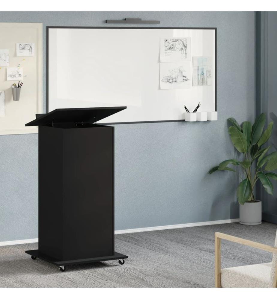 Rednerpult mit Rollen & Schublade Schwarz 55x55x107 cm