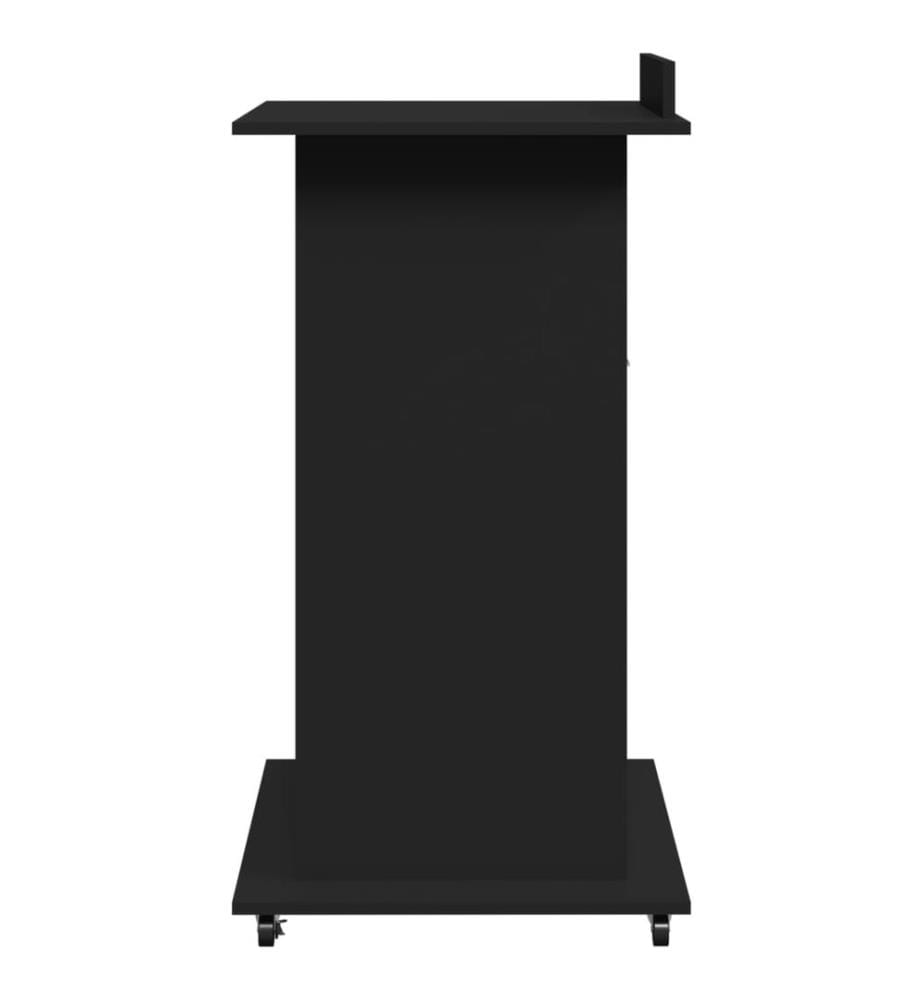 Rednerpult mit Rollen & Schublade Schwarz 55x55x107 cm