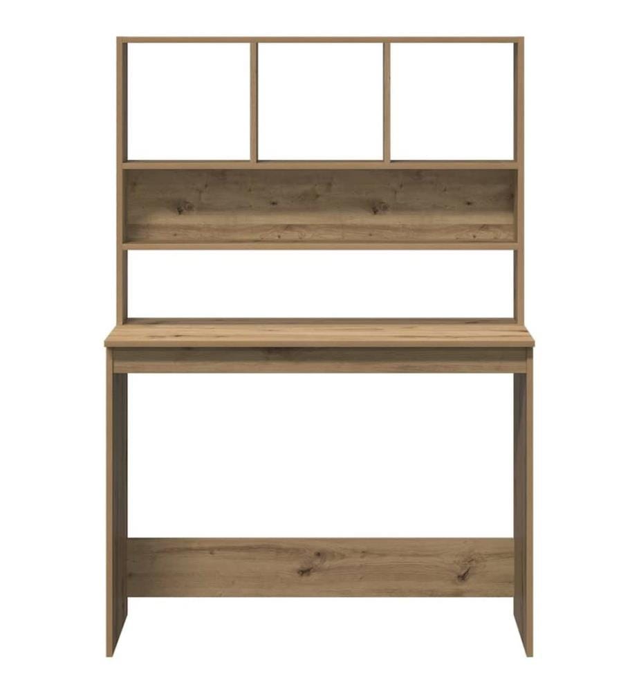 Bureau avec étagères chêne artisanal Bois d'ingénierie