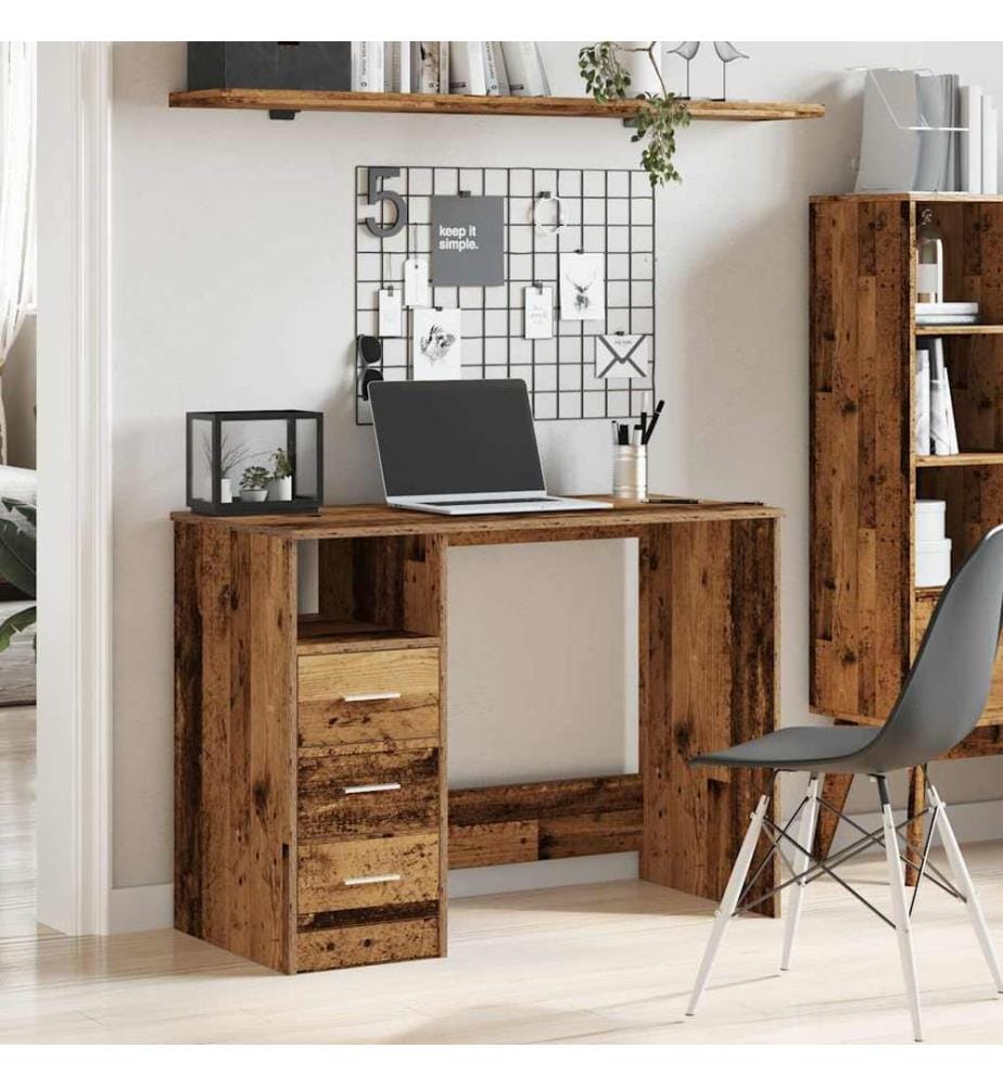 Bureau vieux bois 102x50x76 cm bois d'ingénierie