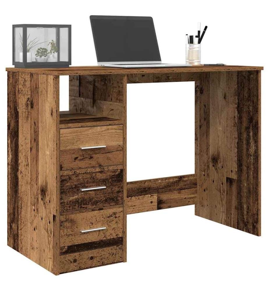 Bureau vieux bois 102x50x76 cm bois d'ingénierie