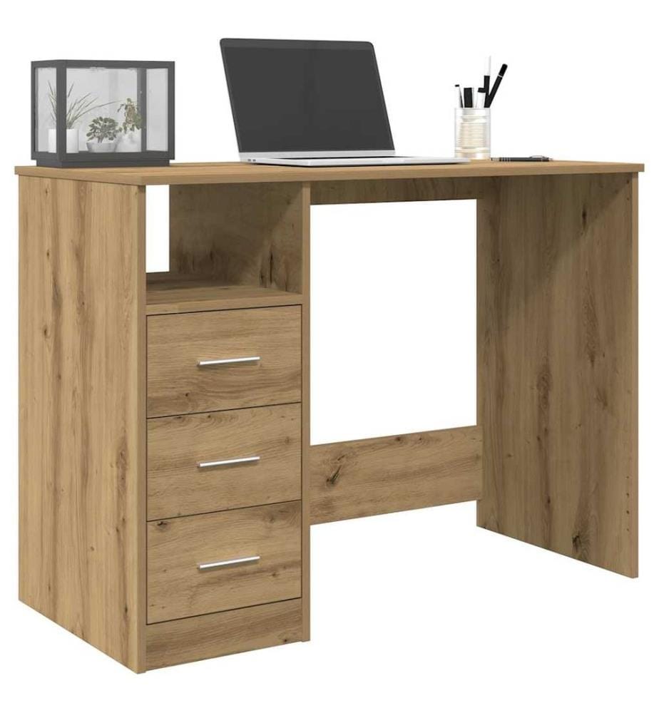 Bureau chêne artisanal 102x50x76 cm bois d'ingénierie