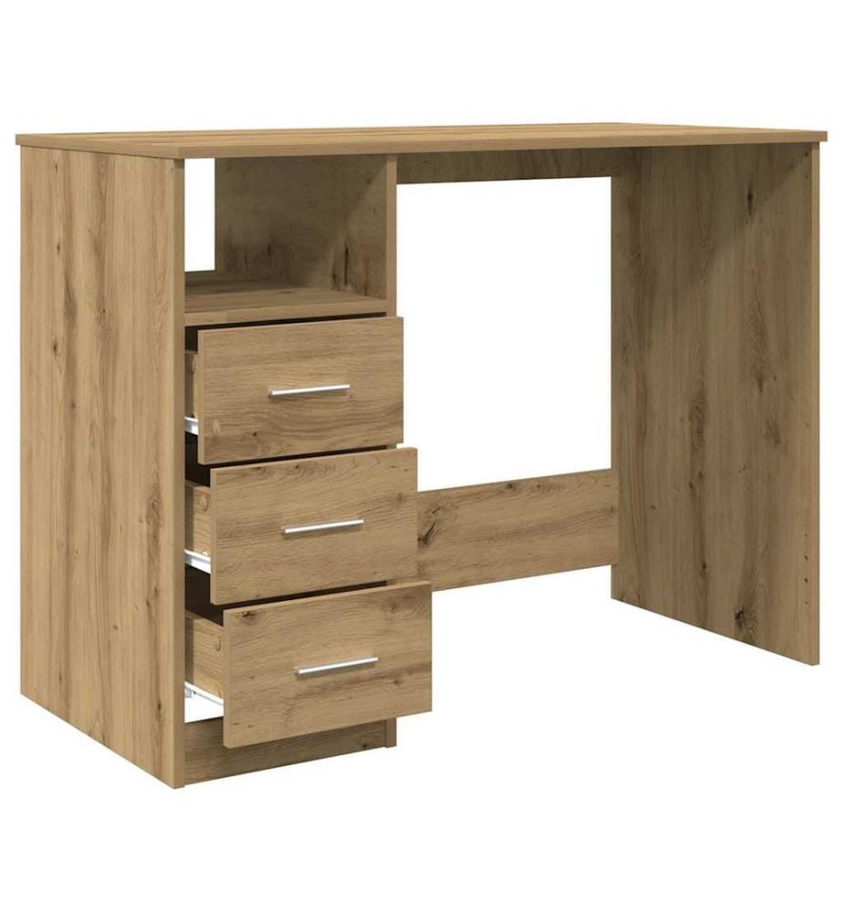 Bureau chêne artisanal 102x50x76 cm bois d'ingénierie