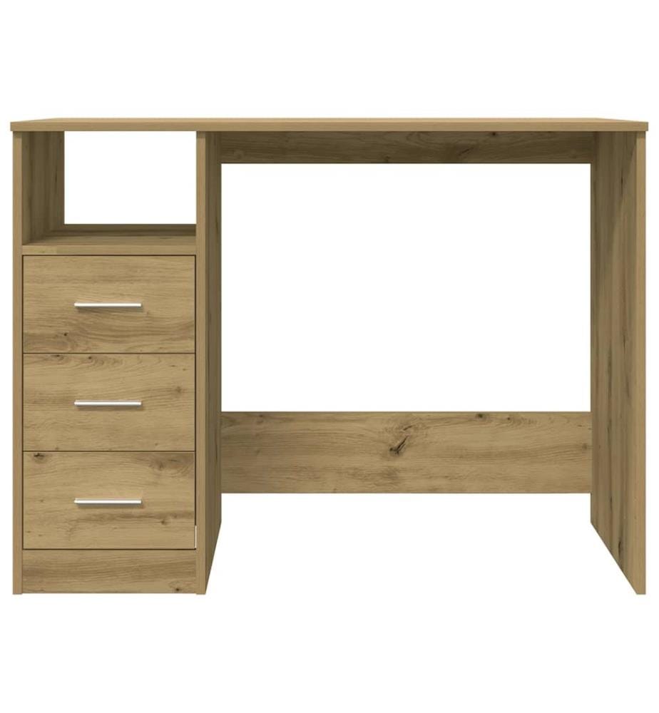 Bureau chêne artisanal 102x50x76 cm bois d'ingénierie
