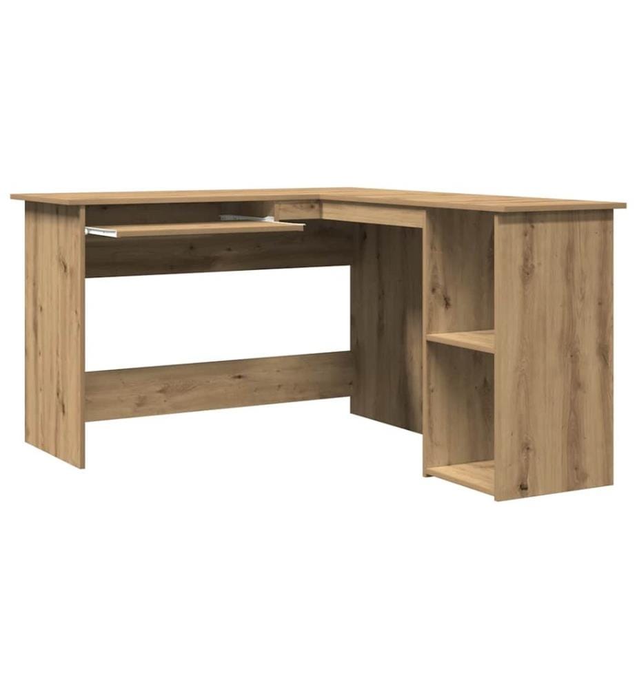 Bureau d'angle chêne artisanal 120x140x75 cm bois d'ingénierie