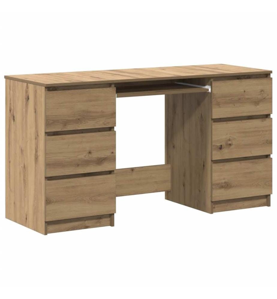 Bureau chêne artisanal 140x50x77 cm bois d'ingénierie