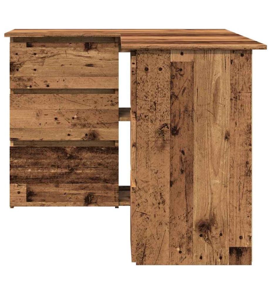 Bureau d'angle vieux bois 145x100x76 cm bois d'ingénierie