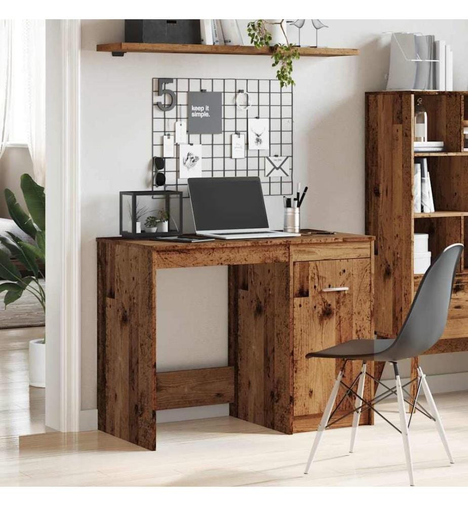 Bureau vieux bois 100x50x76 cm bois d'ingénierie