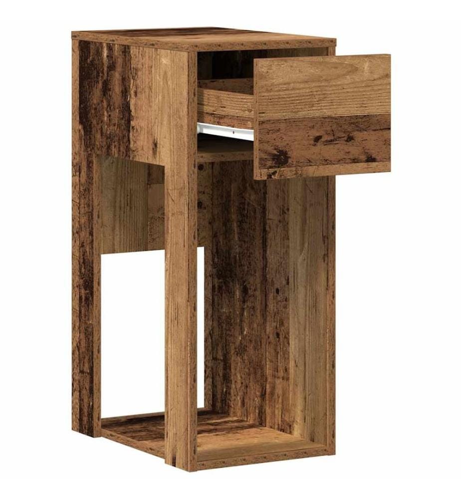 Support de tour d'ordinateur avec tiroir vieux bois 30x44x74 cm