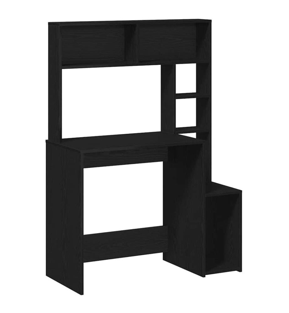Bureau avec étagères noir 100x45x140 cm bois d'ingénierie