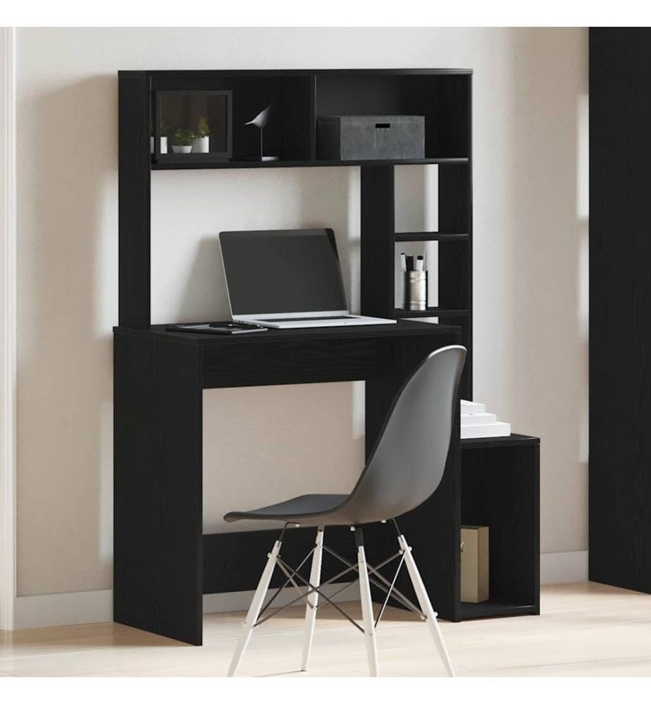 Bureau avec étagères noir 100x45x140 cm bois d'ingénierie