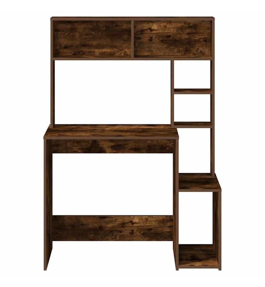 Bureau avec étagères chêne fumé 100x45x140 cm bois d'ingénierie