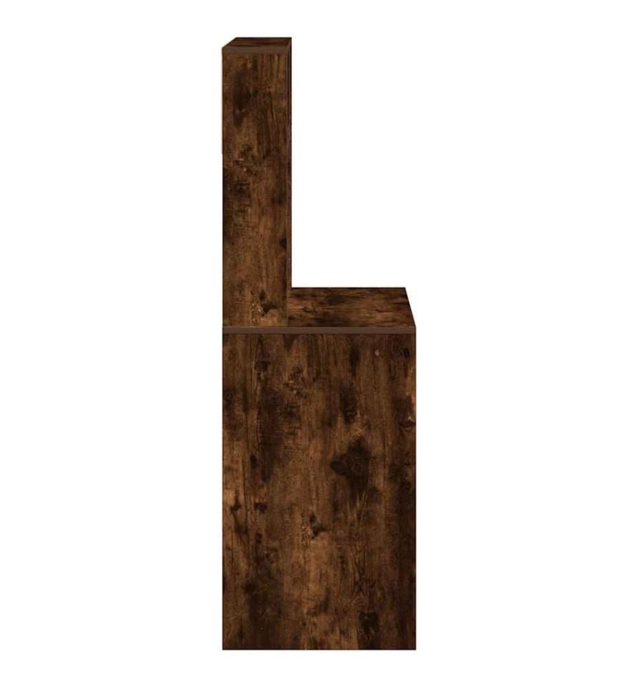 Bureau avec étagères chêne fumé 100x45x140 cm bois d'ingénierie