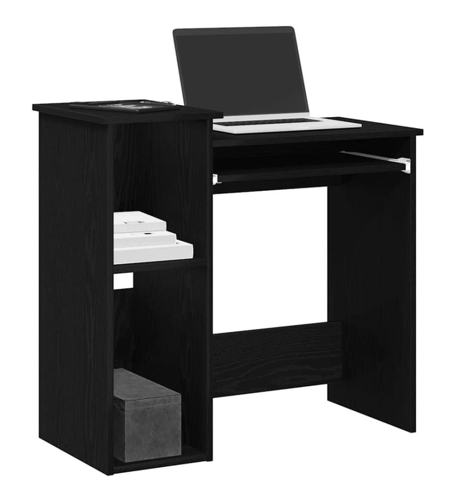 Bureau avec étagères noir 84x40x78 cm bois d'ingénierie