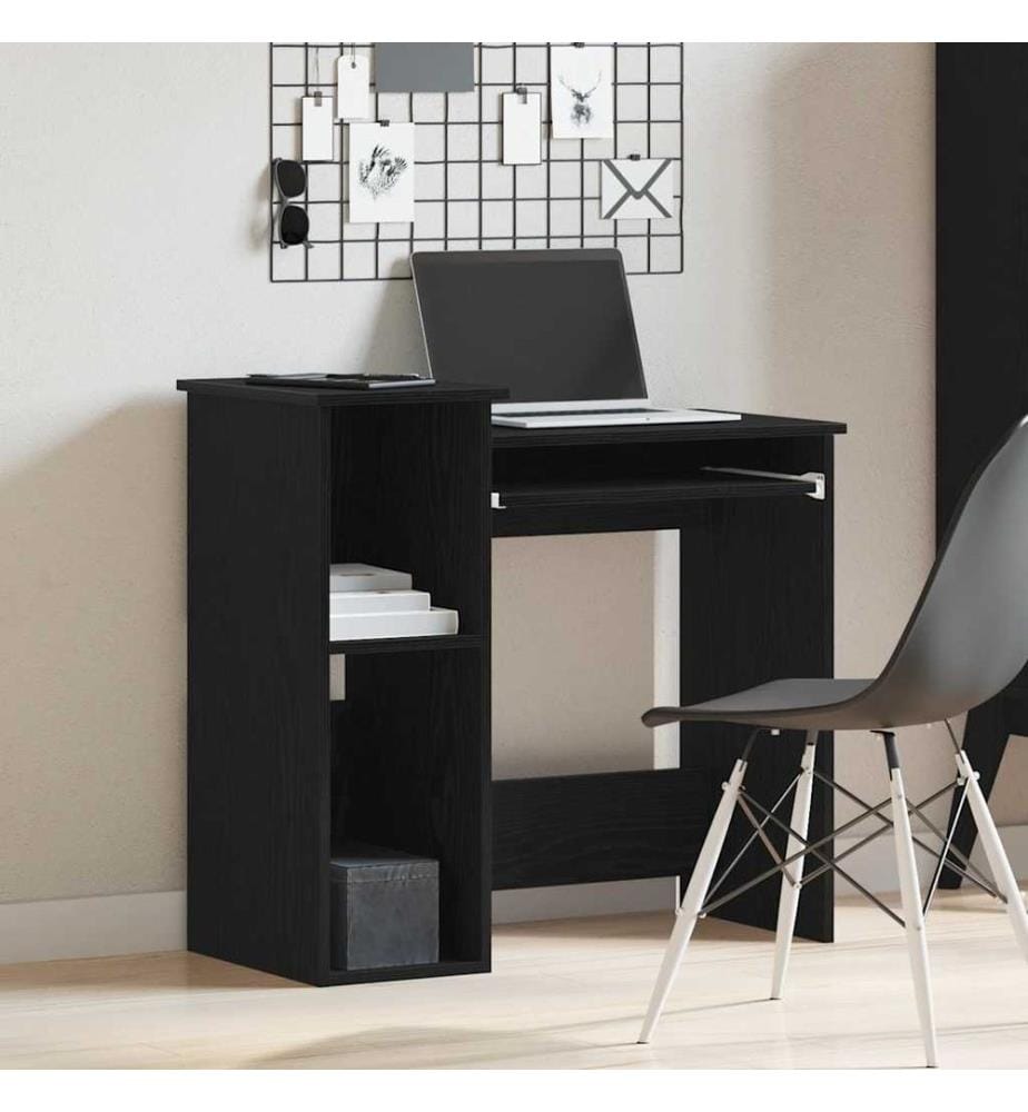 Bureau avec étagères noir 84x40x78 cm bois d'ingénierie