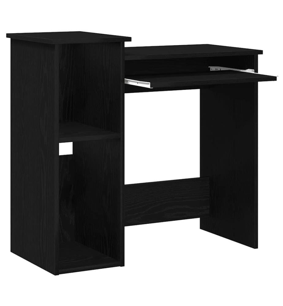 Bureau avec étagères noir 84x40x78 cm bois d'ingénierie