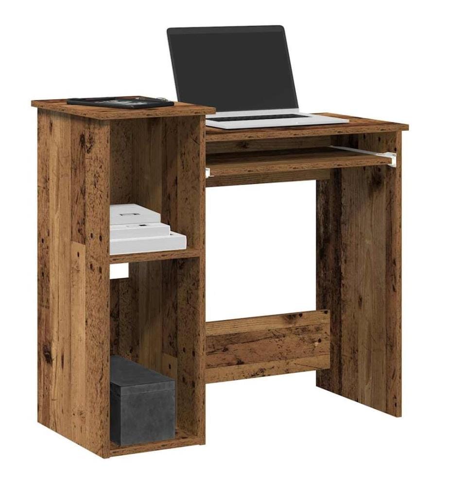 Bureau avec étagères vieux bois 84x40x78 cm bois d'ingénierie