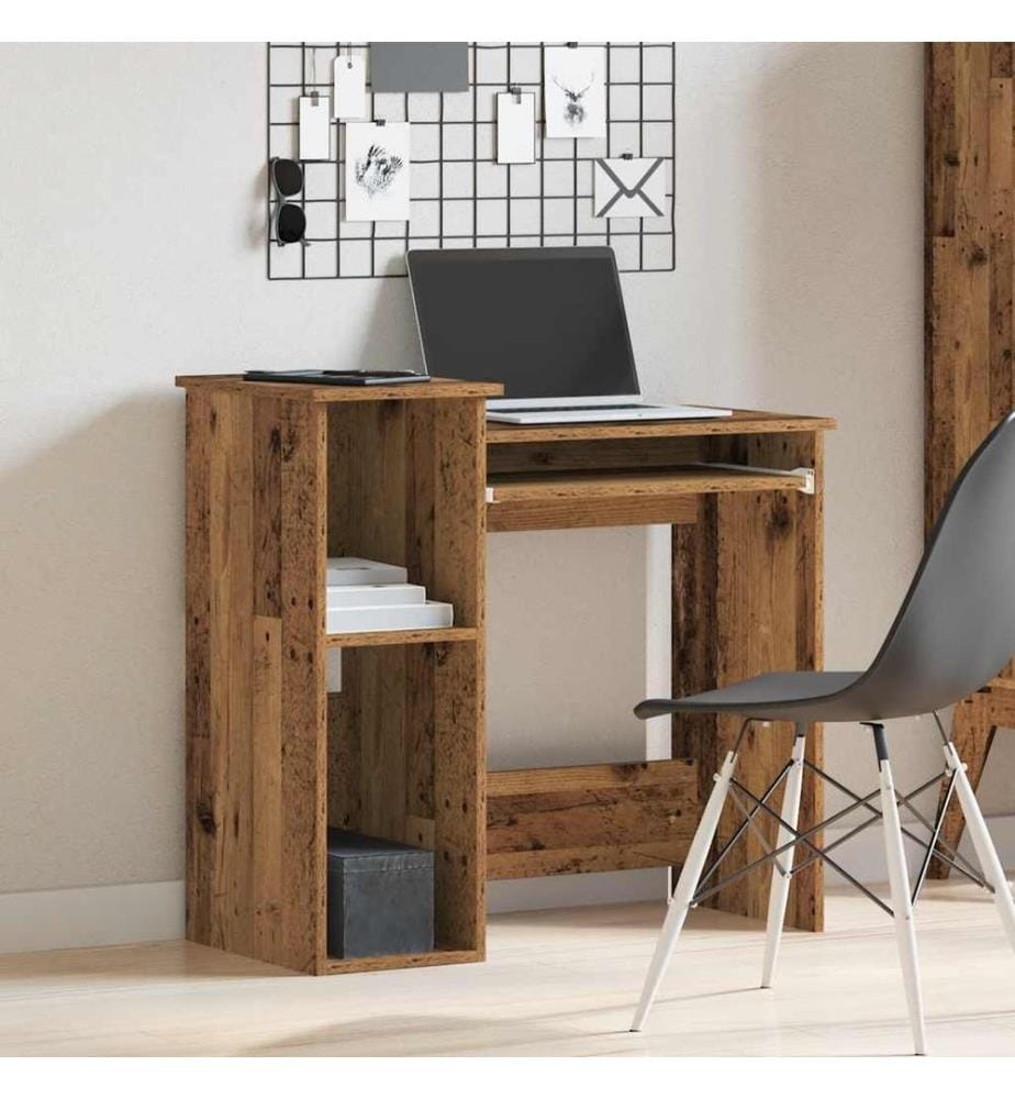 Bureau avec étagères vieux bois 84x40x78 cm bois d'ingénierie