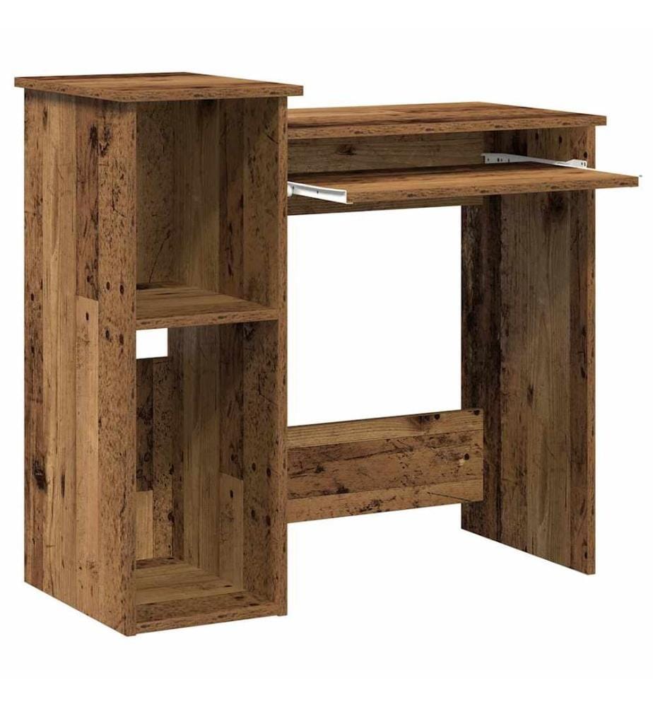 Bureau avec étagères vieux bois 84x40x78 cm bois d'ingénierie