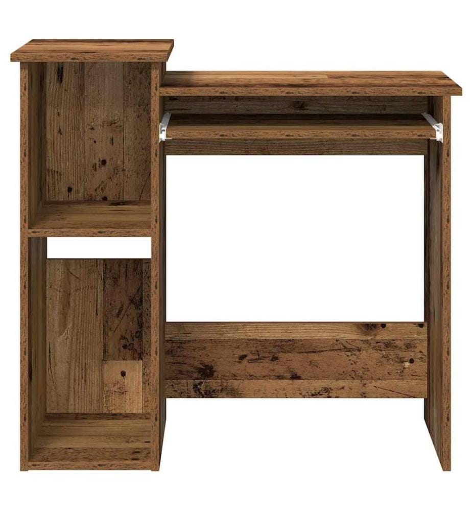 Bureau avec étagères vieux bois 84x40x78 cm bois d'ingénierie